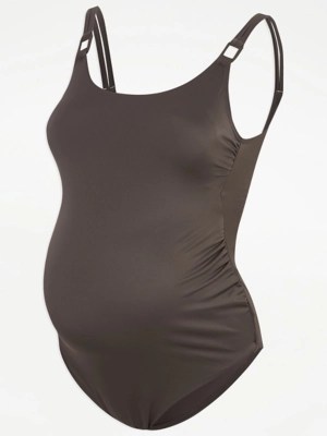 Maternity Brown Double Strap Scoop Neck Swimsuit Women at ASDA