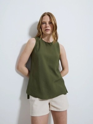 Khaki Lightweight Twill Sleeveless Blouse Women at ASDA