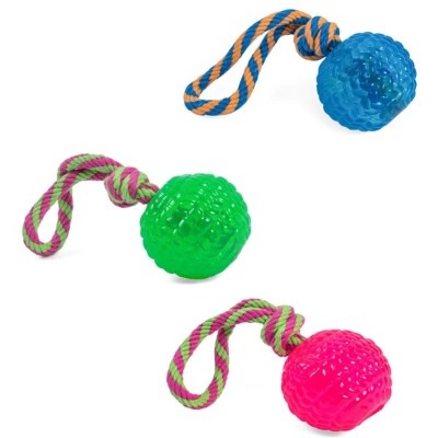 Petface Toyz Rope Ball Pink/Blue/Green Dog Toy Home at ASDA