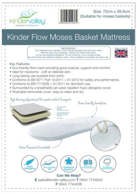 Kinder Flow Moses Basket Mattress Baby at ASDA