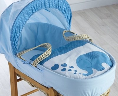 Kinder Valley Elliot Elephant Moses Basket Blue Baby at ASDA