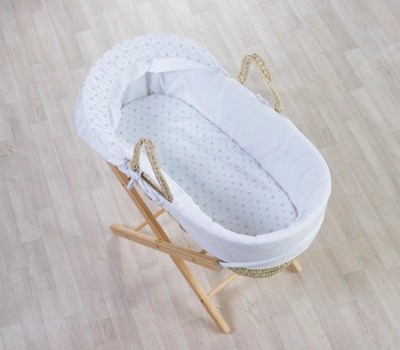 Kinder Valley Little Stars Grey Palm Moses Basket Baby at ASDA