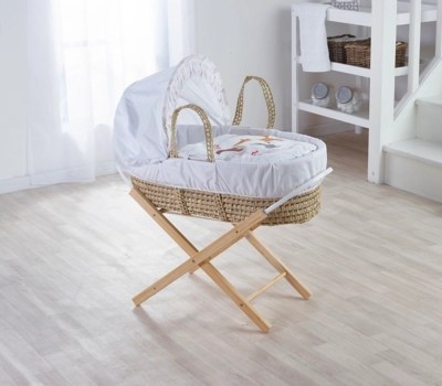 Kinder Valley Down in the Woods White Palm Moses Basket Baby