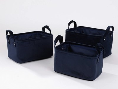 Navy Blue Velvet Storage Baskets Set of 3 Home at ASDA