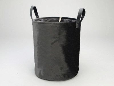 Dark Grey Velvet Laundry Basket Home at ASDA