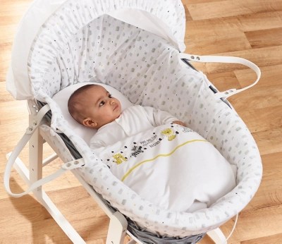 Kinder Valley Adventure Grey Wicker Moses Basket Baby at ASDA