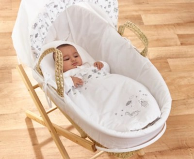 Kinder Valley Monochrome Palm Moses Basket Baby at ASDA