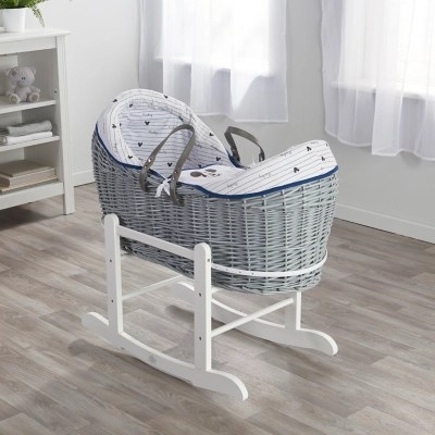 Mickey Mouse Grey Wicker Pod Moses Basket Baby at ASDA