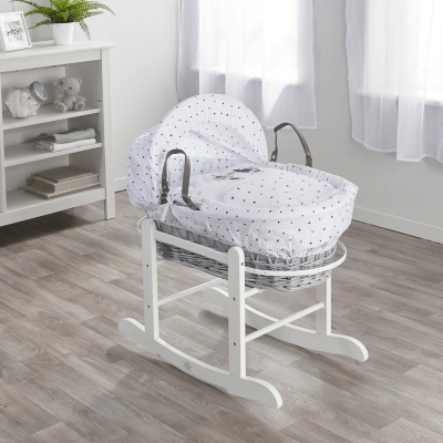 Disney Minnie Mouse Grey Wicker Moses Basket Baby at ASDA