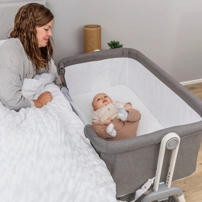 Kinder Valley Snoozie Bedside Crib Storm Grey Baby at ASDA