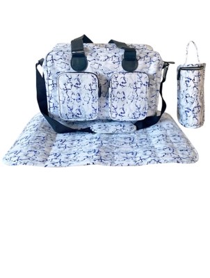 My Babiie Dani Dyer Metallic Blue Marble Deluxe Changing Bag Baby