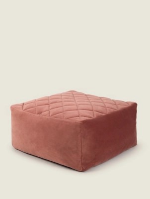 Kaikoo Pink Quilted Velvet Slab Floor Cushion Home at ASDA