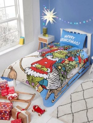 The Grinch Sleigh Shaped Single Duvet Set Home at ASDA