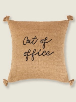 Brown Out Of Office Slogan Cushion Home at ASDA