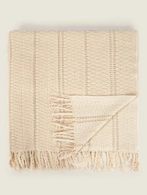 Natural Diamond Crochet Throw Home at ASDA