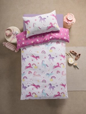 Unicorn Reversible Duvet Set Home at ASDA