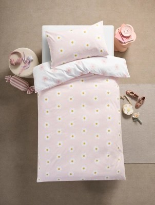 Pink Daisy Single Reversible Duvet Set Home at ASDA