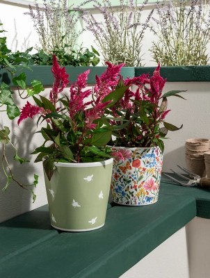 Riverside Print Plant Pot Set of 2 Outdoor & Garden at ASDA