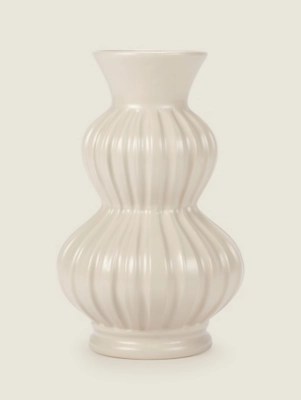 Beige Stoneware Vase Home at ASDA