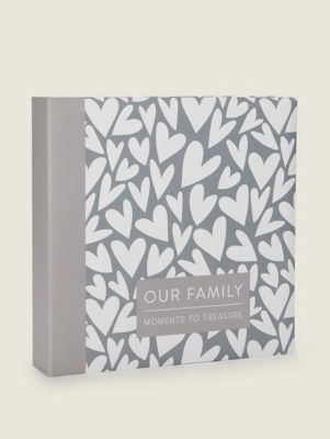 Grey & White Heart Family Photo Album Home at ASDA