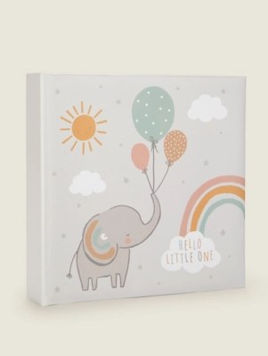 Grey Elephant & Balloons Baby Photo Album Home at ASDA