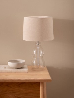 Bubble Glass Natural Shade Table Lamp Home at ASDA