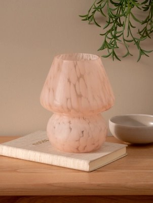 Pink Mushroom Portable Battery Table Lamp Home at ASDA