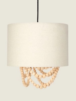 Cream Wooden Bead Easy Fit Lamp Shade Home at ASDA
