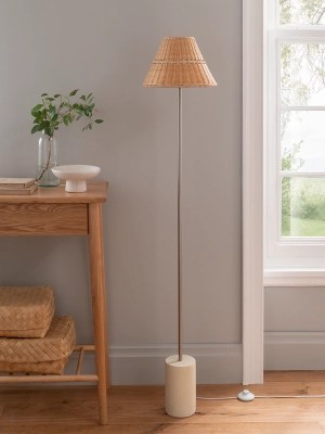 Cream Woven Shade Floor Lamp Home at ASDA