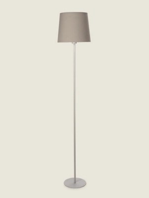 Grey Velvet Effect Shade Painted Base Floor Lamp Home at ASDA
