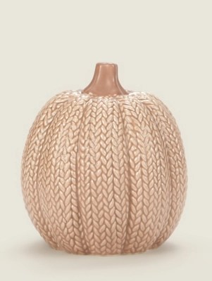 Greige Knit Effect Ceramic Pumpkin Home at ASDA