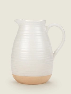 White Ceramic Ribbed Jug Home at ASDA
