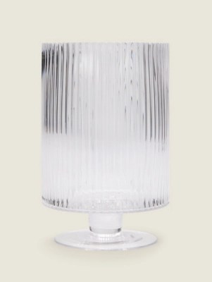 Clear Ribbed Hurricane Glass Home at ASDA