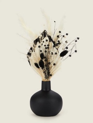 Black Dried Floral Arrangement with Vase Home at ASDA