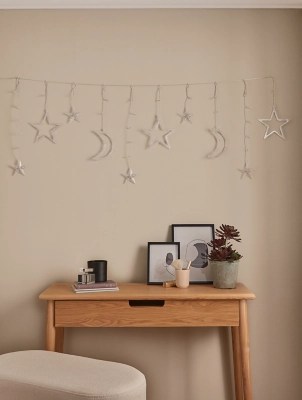 White LED 50L Star & Moon Curtain Light Home at ASDA