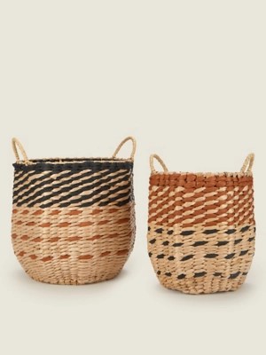 Natural Crafted Baskets Set of 2 Home at ASDA