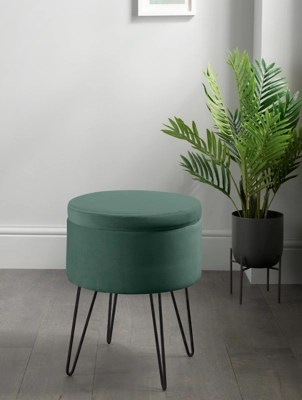 Green velvet Stool Home at ASDA