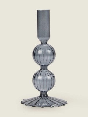 Grey Glass Taper Holder Home at ASDA