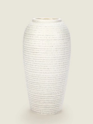 White Ceramic Dimpled Vase Home at ASDA