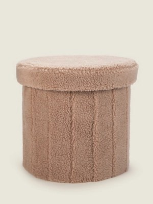 Natural Boucle Storage Ottoman Home at ASDA