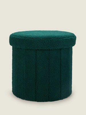 Green Boucle Storage Ottoman Home at ASDA