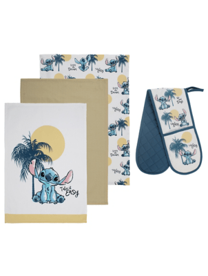 Disney Stitch Tea Towels & Oven Glove Set Home at ASDA