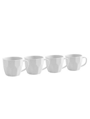 White Matte Faceted Mug Set of 4 Home at ASDA
