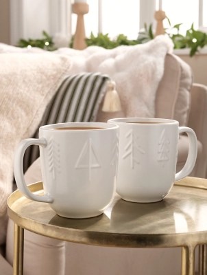 Stacey Solomon White Embossed Tree Mug Set of 2 Home at ASDA