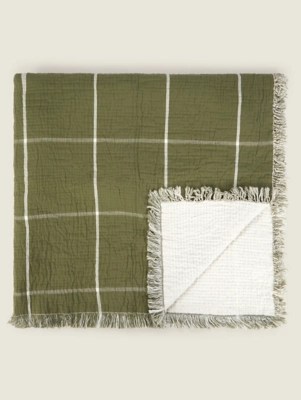 Green Check Throw Home at ASDA