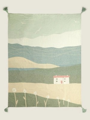 Green Riverside Cottage Print Throw Home at ASDA