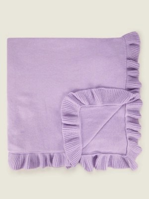 Lilac Knit Ruffle Trim Throw Home at ASDA