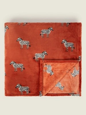 Red Zebra Print Super Soft Throw Home at ASDA