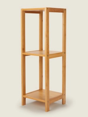 Natural Bamboo 3 Tier Bathroom Shelves Home at ASDA