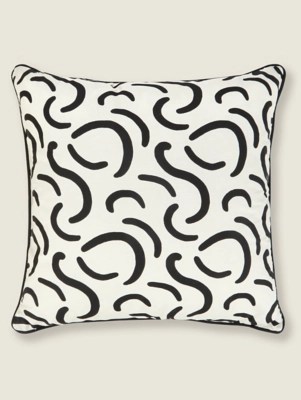 Lilac Squiggle Print Reversible Outdoor Cushion Home at ASDA